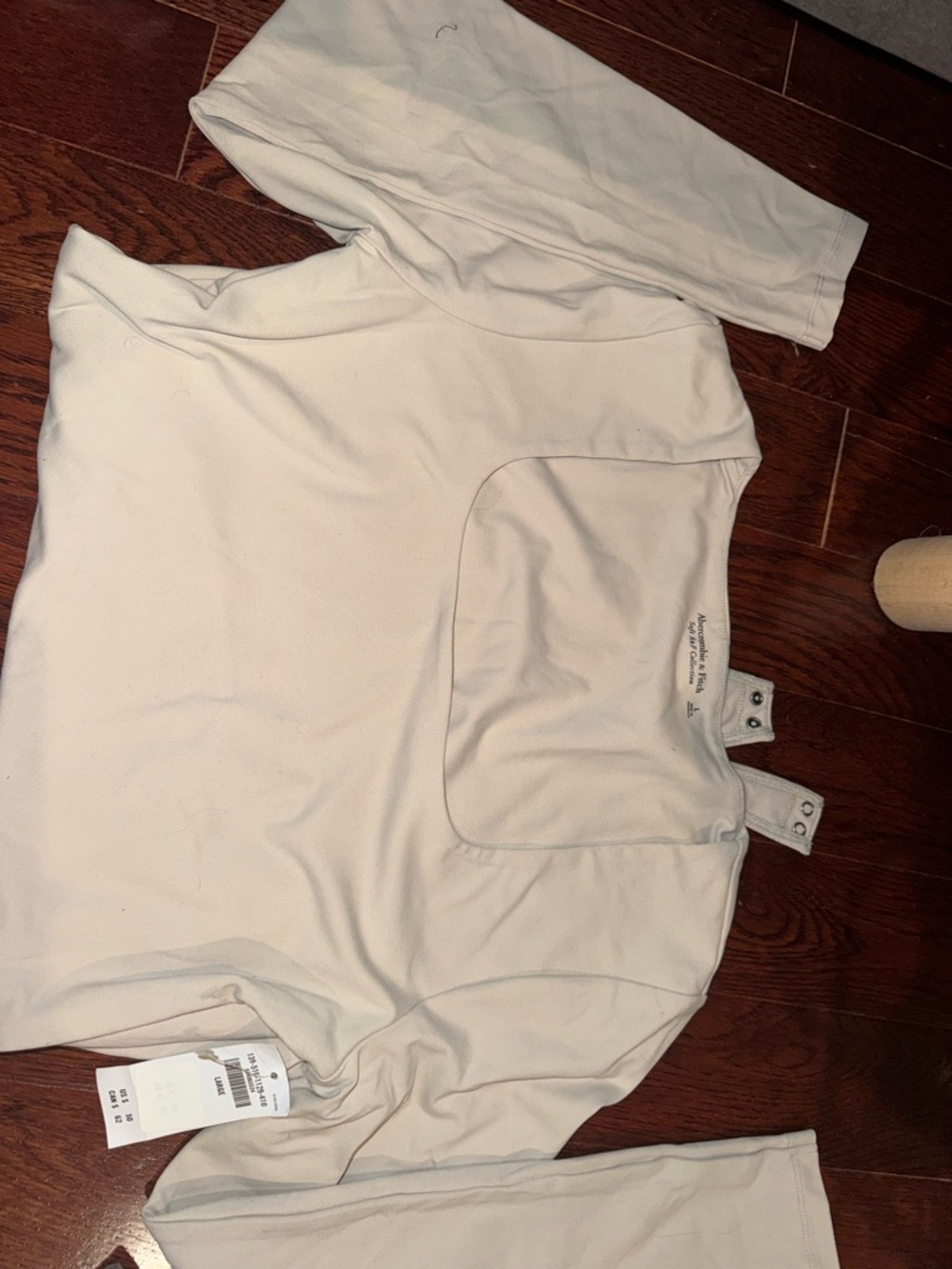 Abercrombie & Fitch Cream Long Sleeve Bodysuit